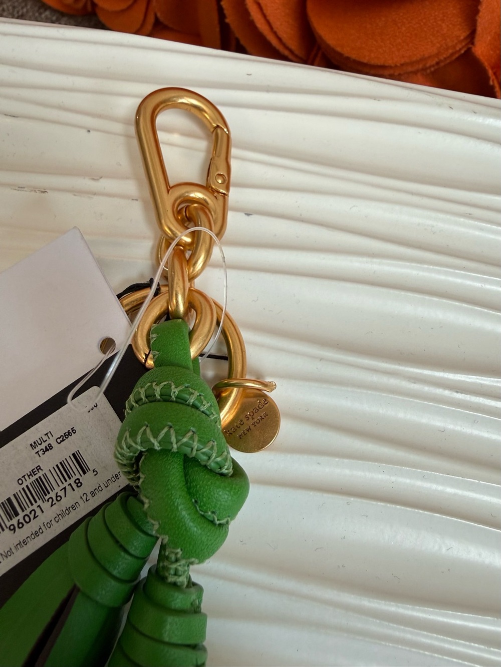 NWT Kate Spade New York leather tulip key fob / bag charm - Picture 2 of 6